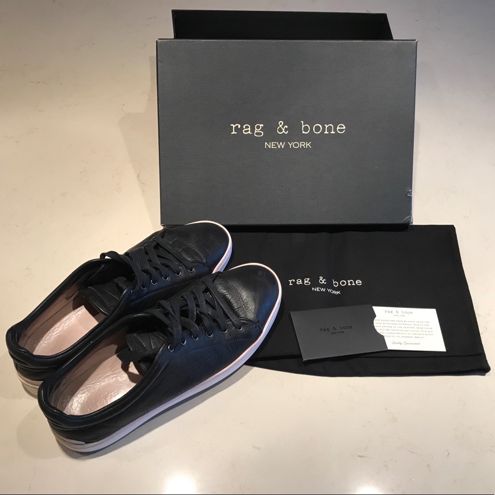 R&B Kent Custom Leather Sneaker with Pink Detail